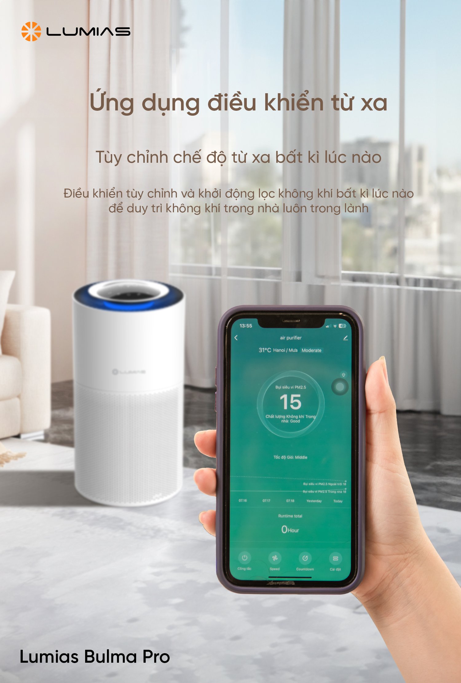 Đặc điểm máy lọc không khí Lumias Bulma Pro