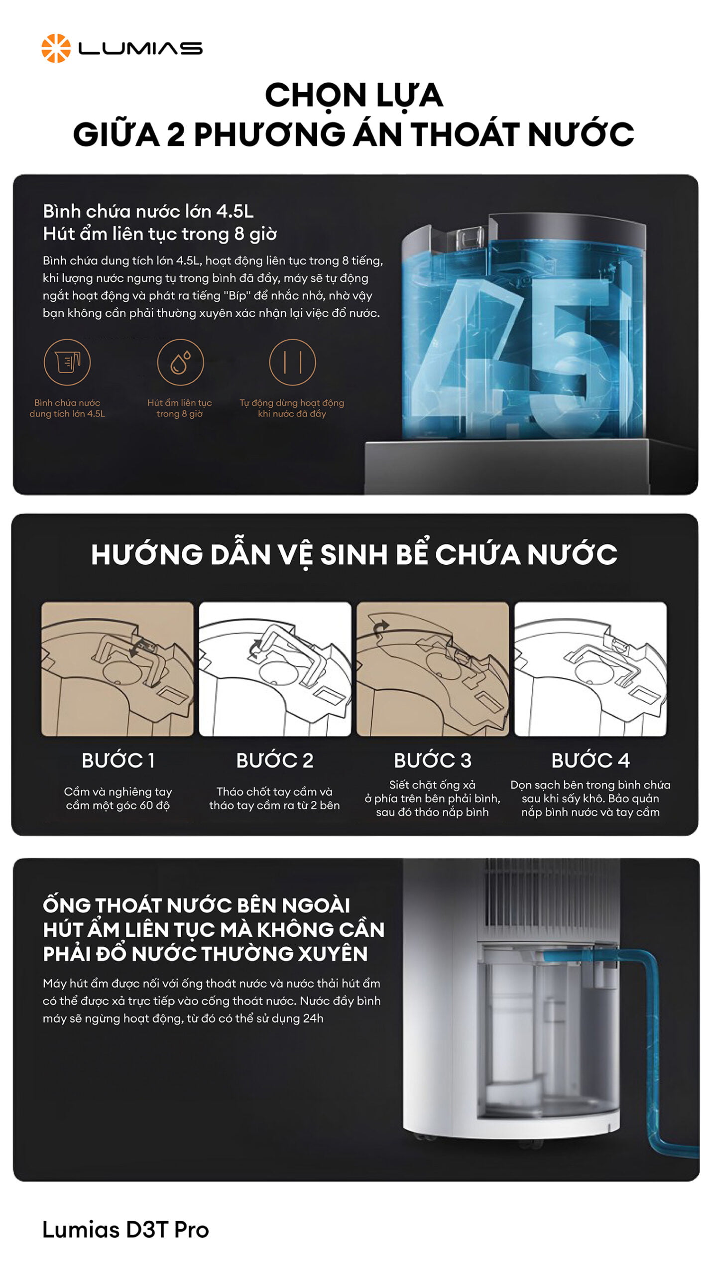 Đặc điểm máy hút ẩm Lumias D3T Pro