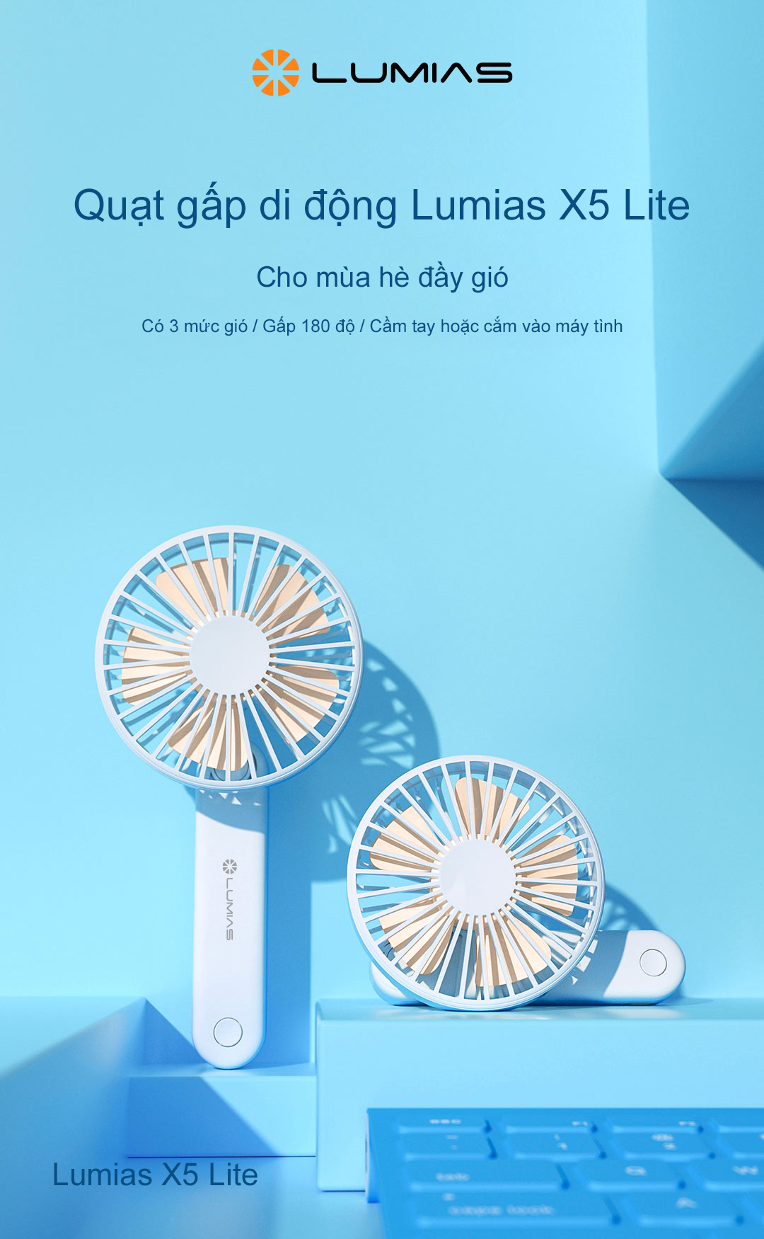 Đặc điểm quạt tích điện cầm tay Lumias X5 lite