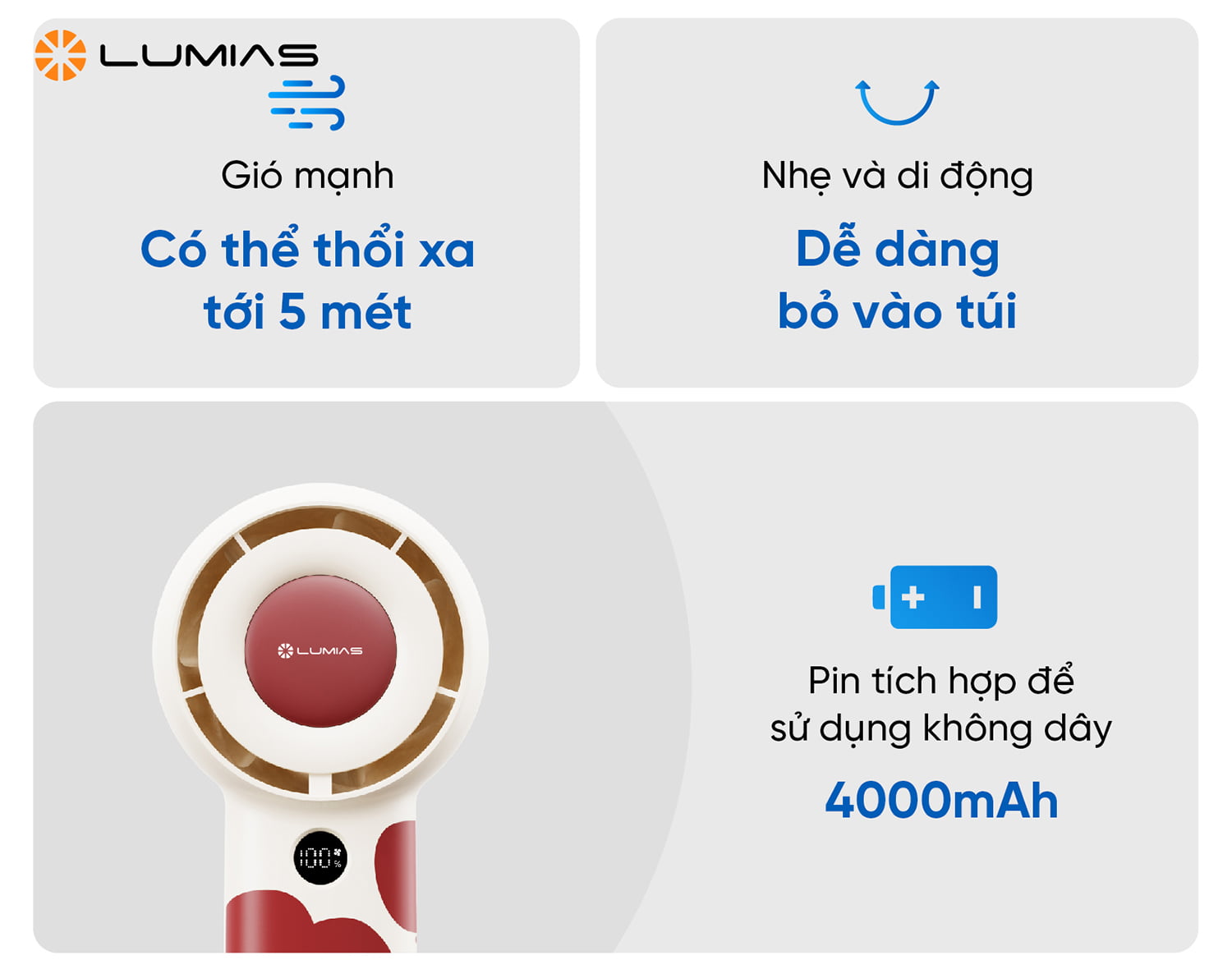 Đặc điểm quạt tích điện Lumias X6 Pro