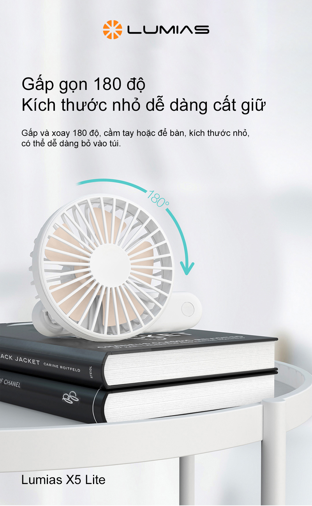 Đặc điểm quạt tích điện cầm tay Lumias X5 lite