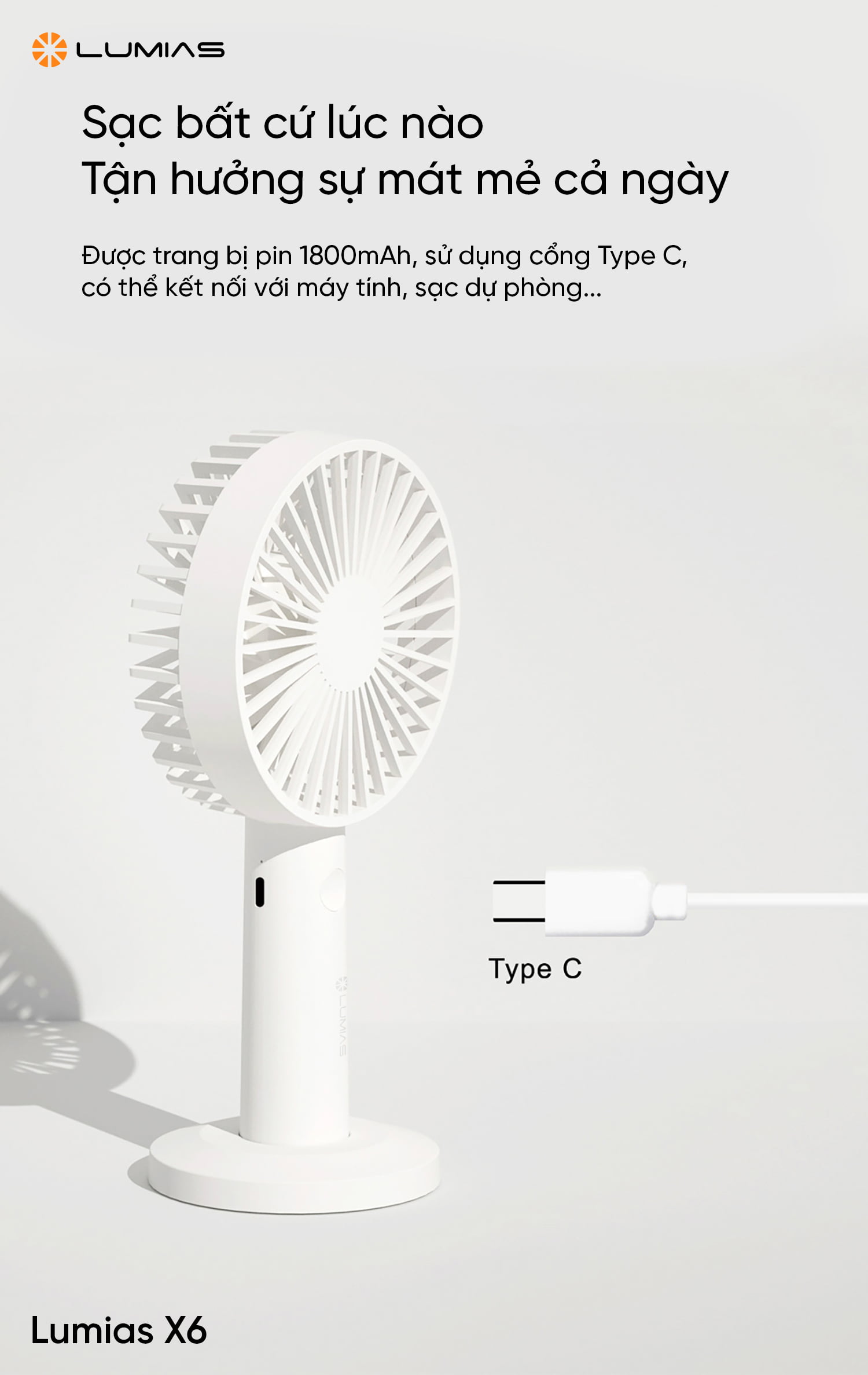 Đặc điểm quạt cầm tay Lumias X6