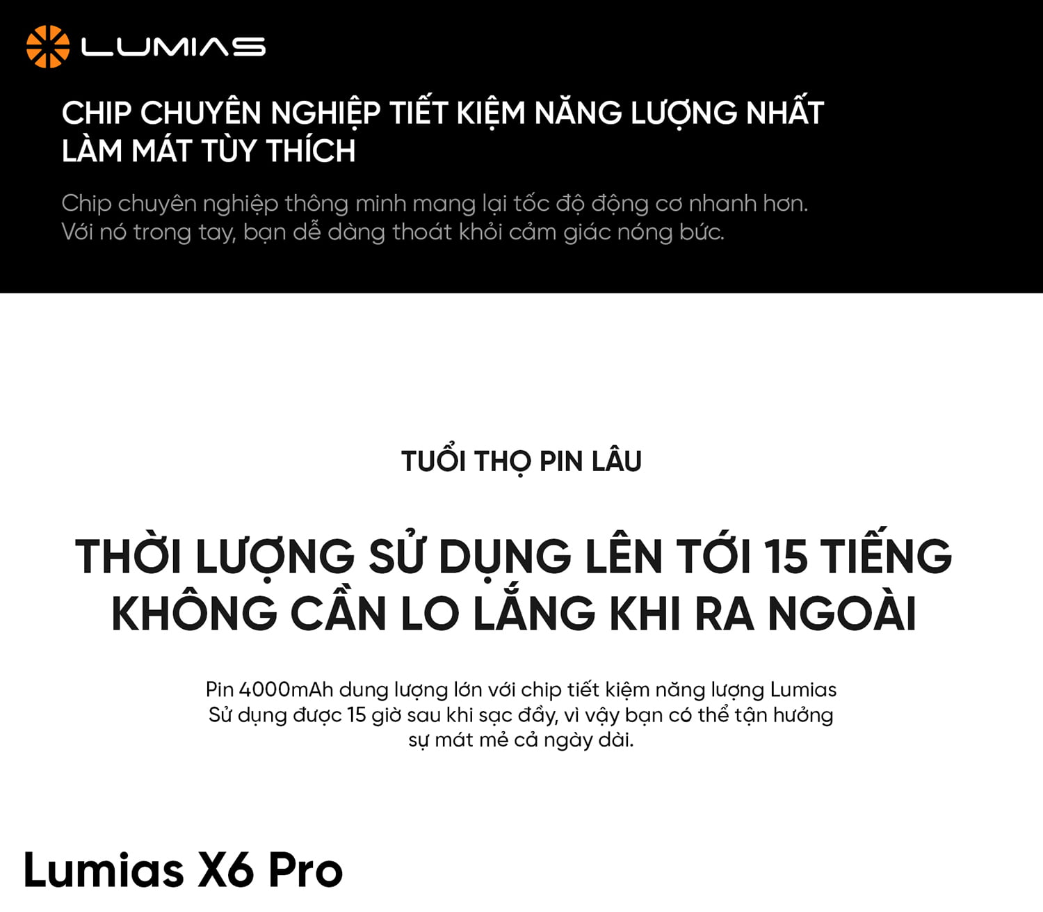 Đặc điểm quạt tích điện Lumias X6 Pro