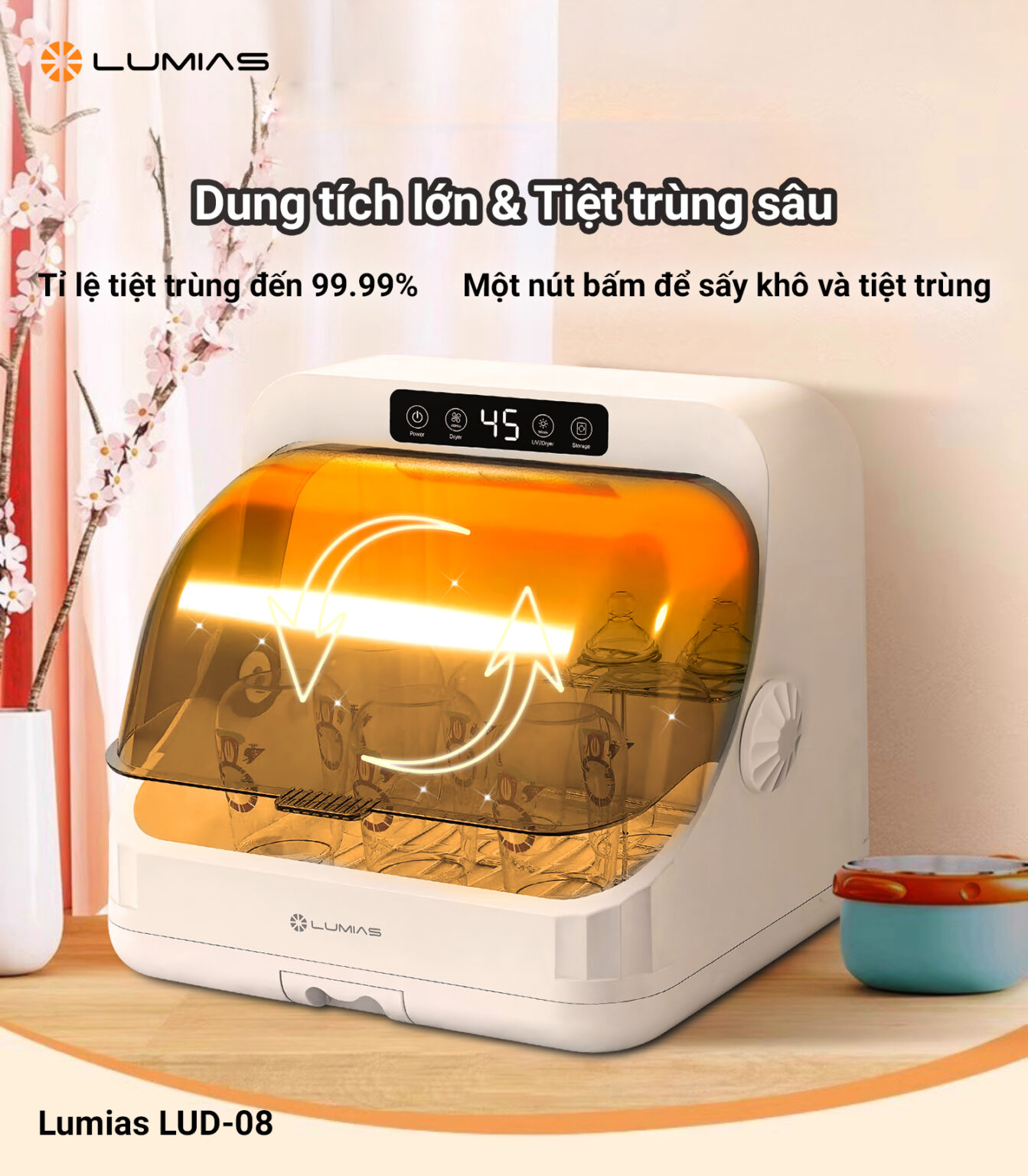 Máy sấy tiệt trùng UV Lumias LUD-08 dung tích máy