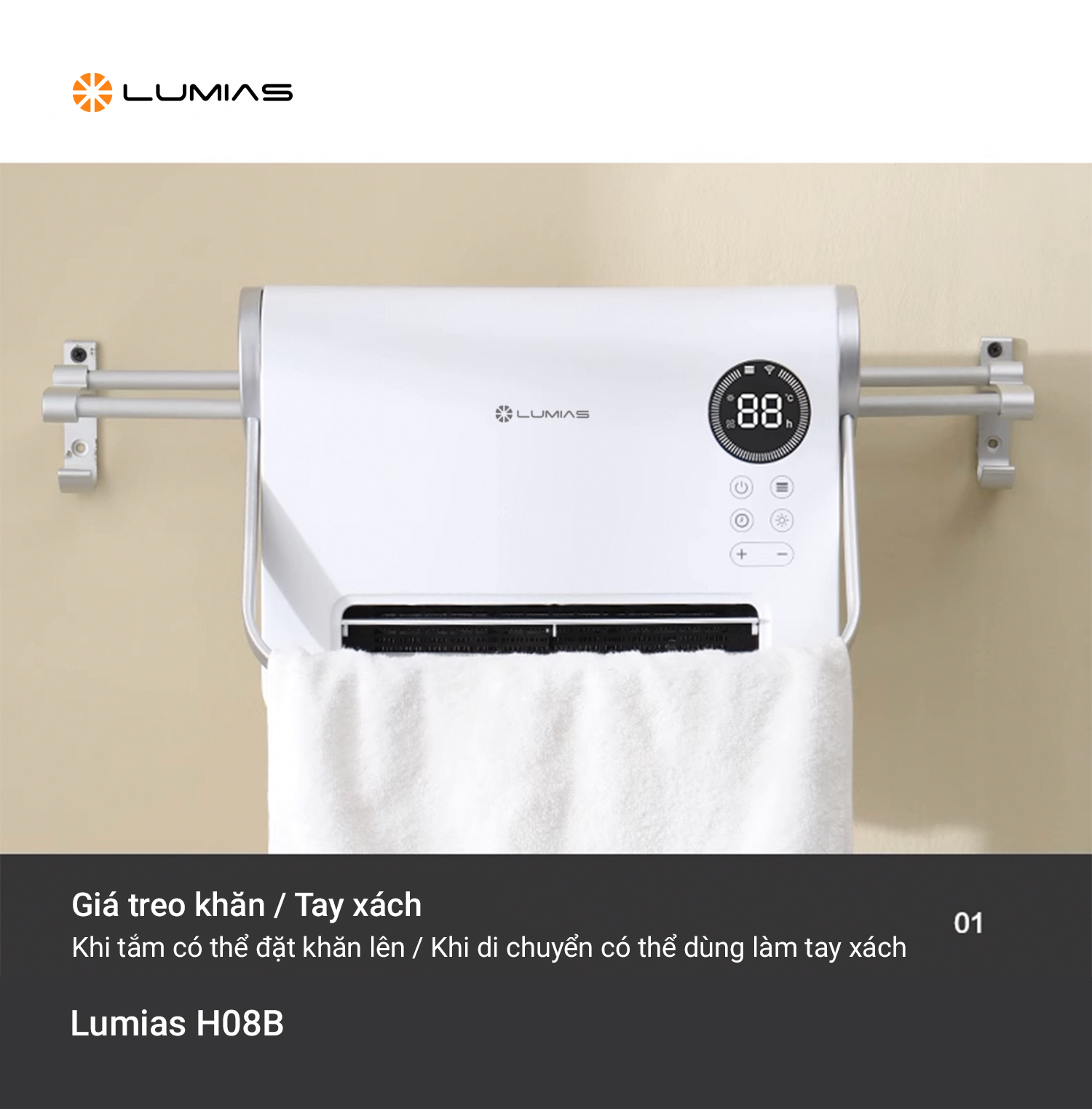 Máy sưởi đa năng Ceramic Lumias H08B giá treo