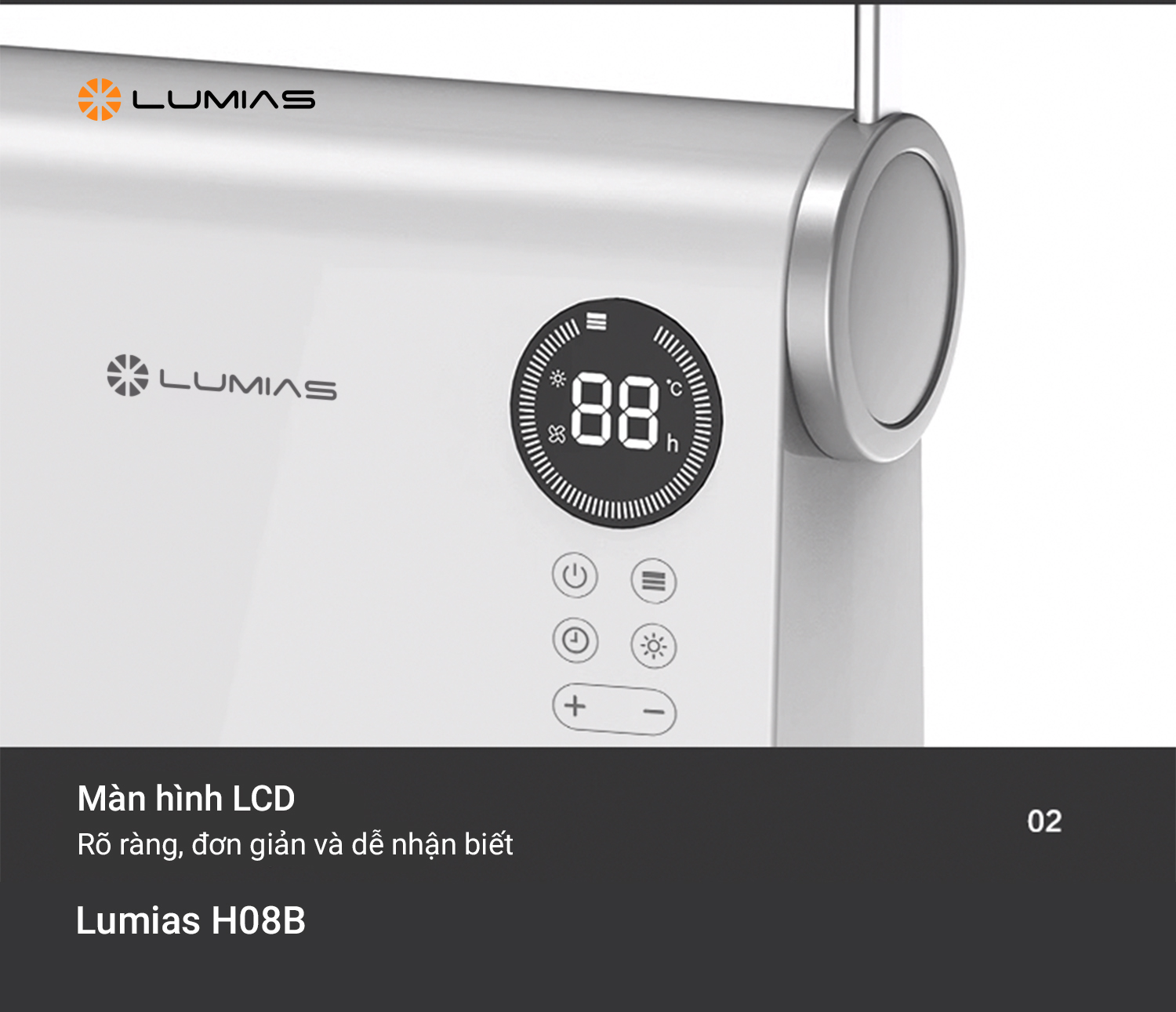 Máy sưởi đa năng Ceramic Lumias H08B màn hình LCD