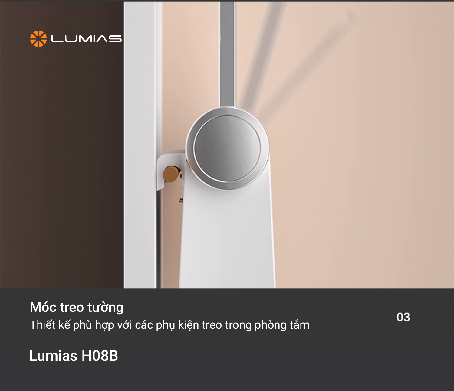 Máy sưởi đa năng Ceramic Lumias H08B móc treo tường