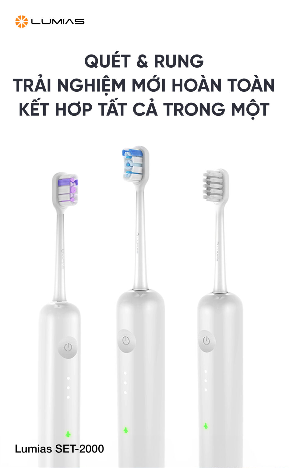Bàn chải điện Lumias SET-2000 cơ chế làm sạch