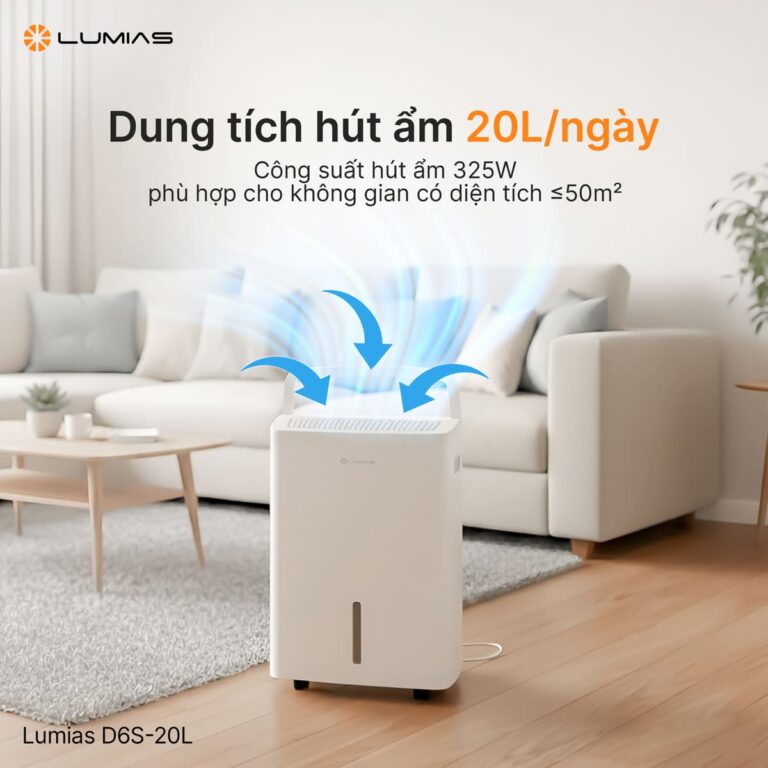 Lumias D6S-20L dung tích máy hút ẩm