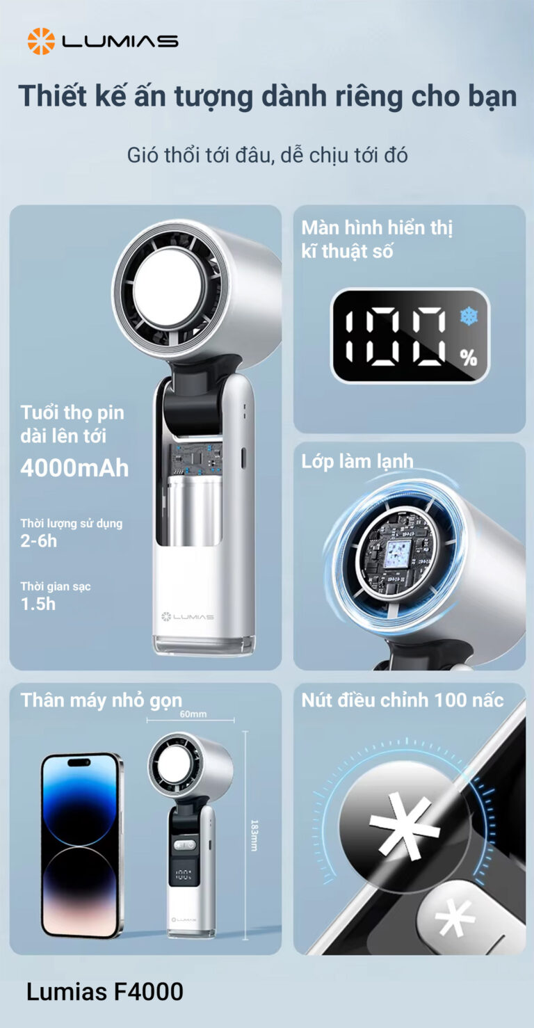 Quạt cầm tay Lumias F4000 tính năng nổi bật