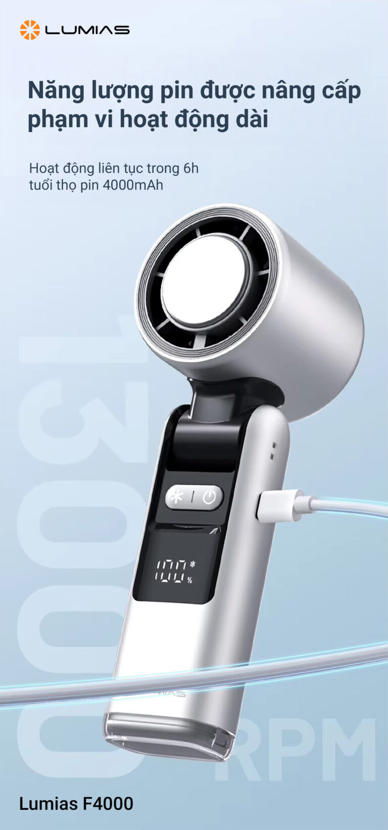 Quạt cầm tay Lumias F4000 đầu cắm sạc