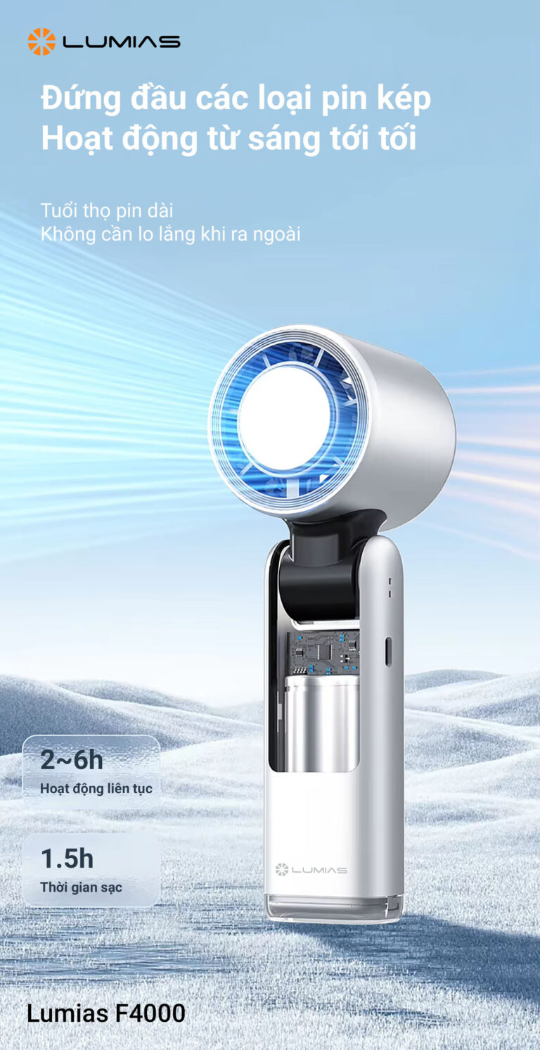 Quạt cầm tay Lumias F4000 mức gió mạnh mẽ