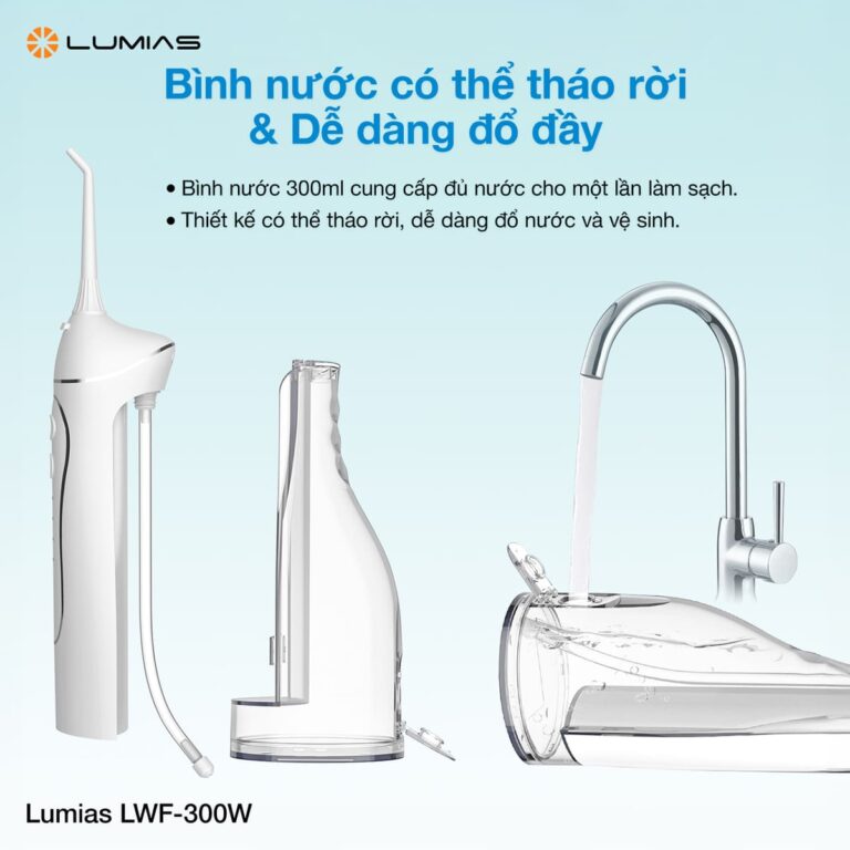 Máy tăm nước dung tích 300ml Lumias LWF-300W bình nước có thể tháo rời