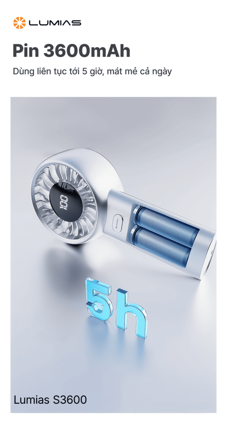 Quạt cầm tay Lumias S3600 dung lượng pin
