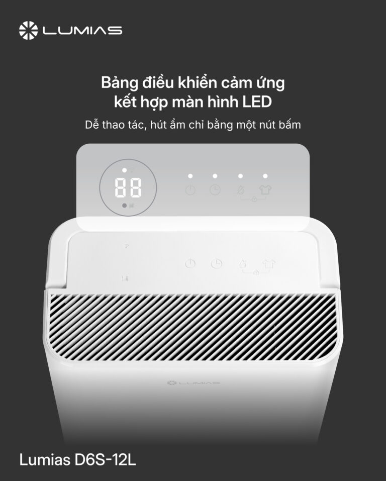 Máy hút ẩm 12L Lumias D6S-12L bảng điều khiển