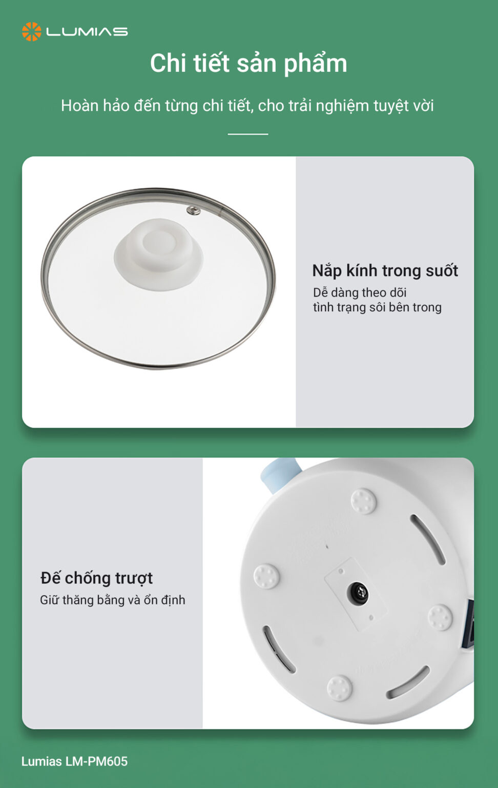 Nồi lẩu điện đa năng Lumias LM-PM605 1.5 an toàn