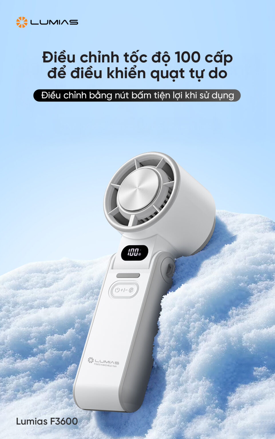 Quạt cầm tay làm lạnh Lumias F3600 điều chỉnh dễ dàng