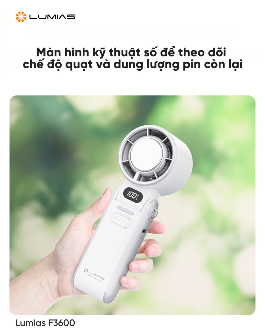 Quạt cầm tay làm lạnh Lumias F3600 màn hình kỹ thuật số