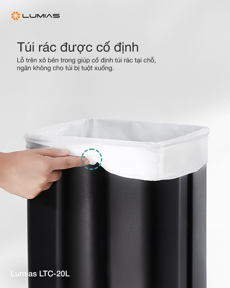 Thùng rác dung tích 20L Lumias LTC-20L túi rác được cố định